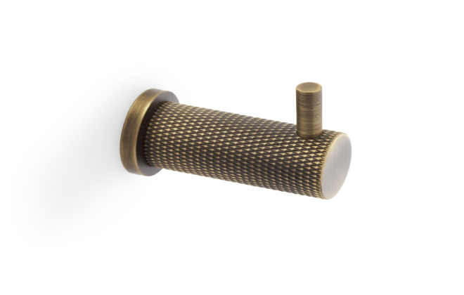 Alexander and Wilks - Knurled Coat Hook - Antique Brass