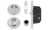 Alexander and Wilks Radius Sliding Door Lock Set - Satin Chrome Image 1 Thumbnail