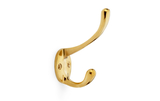 Alexander & Wilks Victorian Hat and Coat Hook - Polished Brass Unlacquered Image 1 Thumbnail