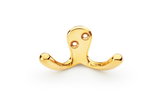 Alexander & Wilks Victorian Double Robe Hook - Polished Brass Unlacquered Image 1 Thumbnail