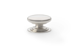 Alexander & Wilks Waltz Round Cupboard Knob on Stepped Rose - Satin Nickel - 25mm Image 1 Thumbnail