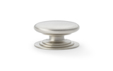 Alexander & Wilks Waltz Round Cupboard Knob on Stepped Rose - Satin Nickel - 38mm Image 1 Thumbnail