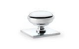 Alexander & Wilks Quantock Cupboard Knob on Square Backplate - Polished Chrome - 34mm Image 1 Thumbnail