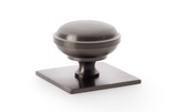 Alexander & Wilks Quantock Cupboard Knob on Square Backplate - Dark Bronze PVD - 38mm Image 1 Thumbnail