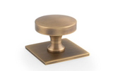 Bullion Cupboard Knob on Square Backplate-Antique Brass Image 1 Thumbnail