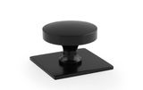 Bullion Cupboard Knob on Square Backplate-Black Image 1 Thumbnail