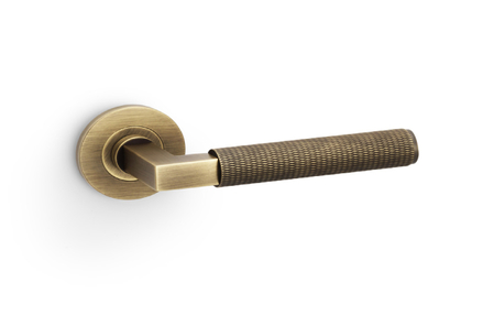 Added Alexander & Wilks Hurricane Knurled Lever on Round Rose - Antique Brass To Basket