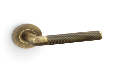 View Alexander & Wilks Harrier Knurled Lever on Round Rose - Antique Brass offered by HiF Kitchens