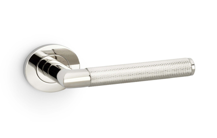 Added Alexander & Wilks Harrier Knurled Lever on Round Rose - Polished Nickel PVD To Basket