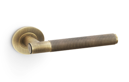 View Alexander & Wilks Spitfire Knurled Lever on Round Rose - Antique Brass offered by HiF Kitchens