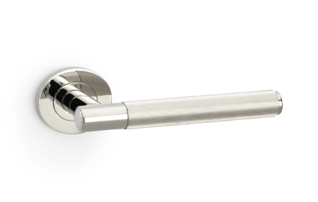 Added Alexander & Wilks Spitfire Reeded Lever on Round Rose - Polished Nickel PVD To Basket