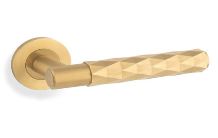 View Alexander and Wilks Spitfire Lever Diamond Cut On 50X6MM Rose - Satin Brass PVD offered by HiF Kitchens