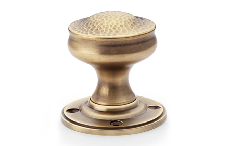 View Alexander & Wilks Hammered Mortice Knob - Antique Brass offered by HiF Kitchens