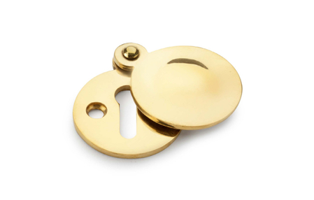 Added Alexander & Wilks Standard Key Profile Round Escutcheon with Harris Design Cover - Unlacquered Brass To Basket