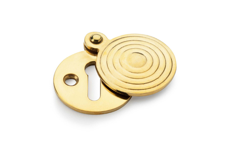 View Alexander & Wilks Standard Key Profile Round Escutcheon with Christoph Design Cover - Unlacquered Brass offered by HiF Kitchens