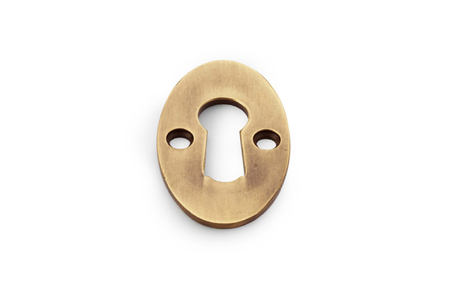 View Alexander & Wilks Standard Key Profile Ellipse Escutcheon - Antique Brass offered by HiF Kitchens