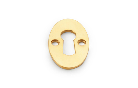 View Alexander & Wilks Standard Key Profile Ellipse Escutcheon - Unlacquered Brass offered by HiF Kitchens