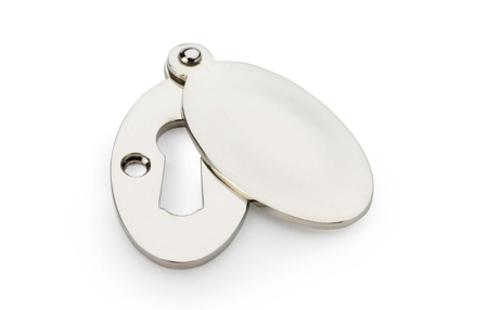 Added Alexander & Wilks Standard Key Profile Ellipse Escutcheon with Harris Design Cover - Polished Nickel To Basket