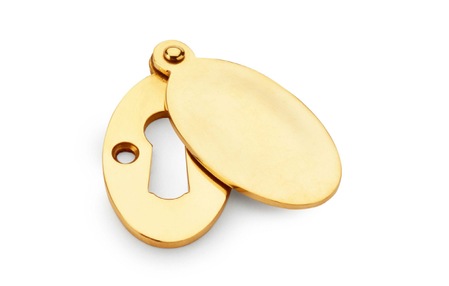 Added Alexander & Wilks Standard Key Profile Ellipse Escutcheon with Harris Design Cover - Unlacquered Brass To Basket