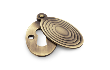 View Alexander & Wilks Standard Key Profile Ellipse Escutcheon with Christoph Design Cover - Antique Brass offered by HiF Kitchens