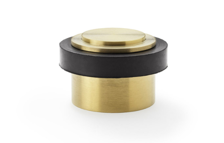 View Alexander & Wilks Plain Floor Mounted Door Stop - Satin Brass PVD offered by HiF Kitchens