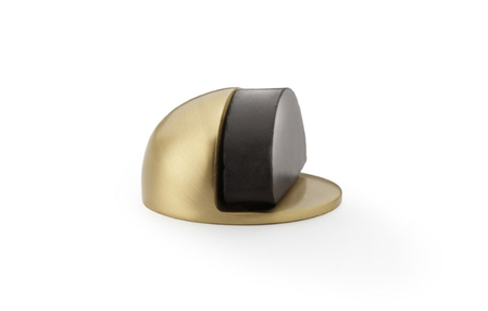 View Alexander & Wilks Shield Floor Mounted Door Stop - Satin Brass offered by HiF Kitchens