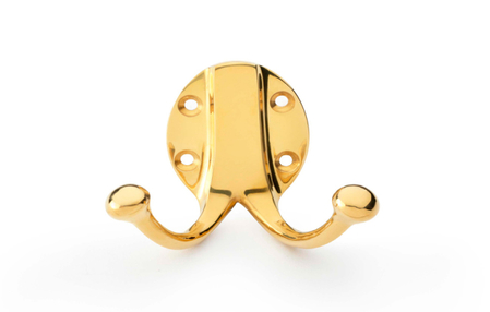 View Alexander & Wilks Traditional Double Robe Hook - Unlacquered Brass offered by HiF Kitchens