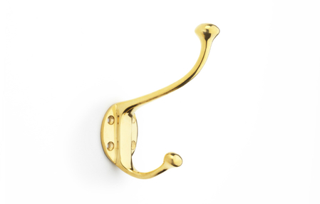 View Alexander & Wilks Traditional Hat and Coat Hook - Unlacquered Brass offered by HiF Kitchens