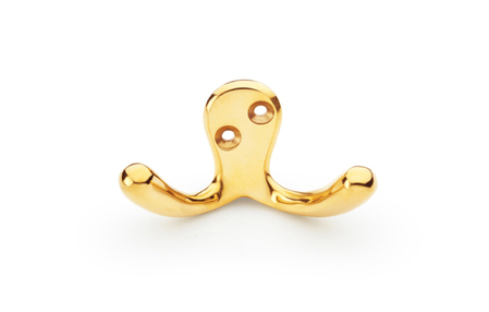 View Alexander & Wilks Victorian Double Robe Hook - Polished Brass Unlacquered offered by HiF Kitchens