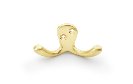 View Alexander & Wilks Victorian Double Robe Hook - Satin Brass offered by HiF Kitchens