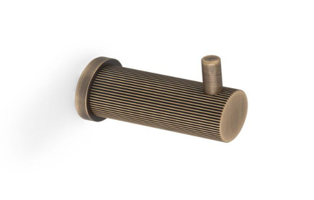 Added ALEXANDER & WILKS BRUNEL REEDED COAT HOOK ON 25MM ROSE - Antique Brass To Basket