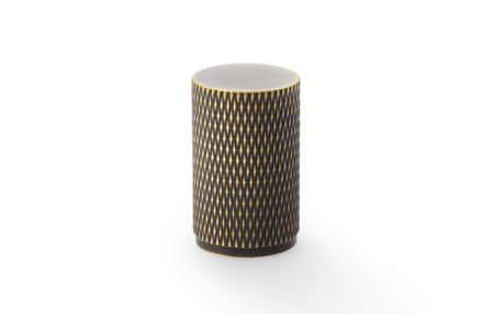 Added Alexander & Wilks Brunel Knurled Cylinder Cupboard Knob - Antique Brass - 35mm To Basket