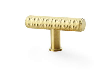 View Alexander & Wilks Crispin Knurled T-bar Cupboard Knob - Satin Brass PVD offered by HiF Kitchens