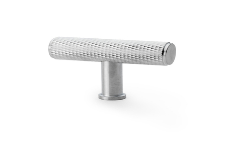 View Alexander & Wilks Crispin Knurled T-bar Cupboard Knob - Satin Chrome offered by HiF Kitchens