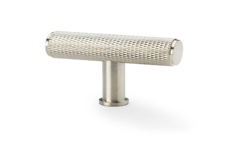 View Alexander & Wilks Crispin Knurled T-bar Cupboard Knob - Satin Nickel offered by HiF Kitchens