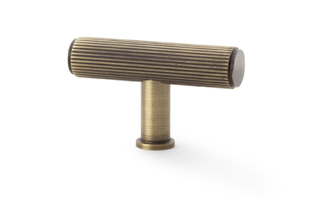 View Alexander & Wilks Crispin Reeded T-bar Cupboard Knob - Antique Brass offered by HiF Kitchens