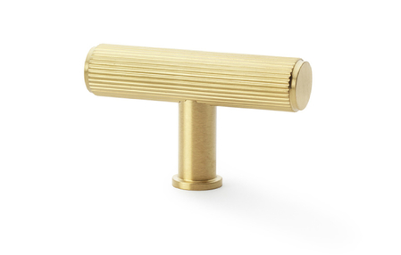 View Alexander & Wilks Crispin Reeded T-bar Cupboard Knob - Satin Brass PVD offered by HiF Kitchens