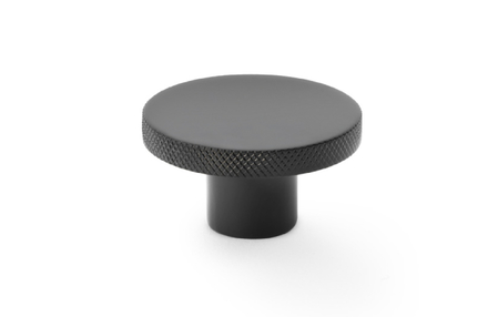 View Alexander & Wilks Hanover Knurled Circular Cupboard Knob - Black - 38mm offered by HiF Kitchens