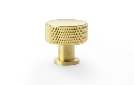 View Alexander & Wilks Lucia Knurled Cupboard Knob - Satin Brass PVD - 29mm offered by HiF Kitchens