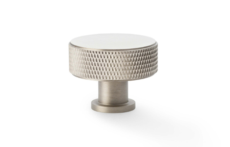 View Alexander & Wilks Lucia Knurled Cupboard Knob - Satin Nickel - 35mm offered by HiF Kitchens