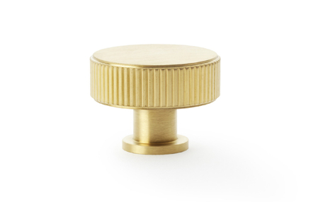 Added Alexander & Wilks Lucia Reeded Cupboard Knob - Satin Brass PVD - 35mm To Basket