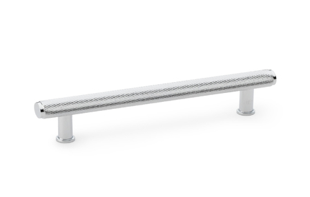 View Alexander & Wilks Crispin Knurled T-bar Cupboard Pull Handle - Polished Chrome - Centres 128mm offered by HiF Kitchens