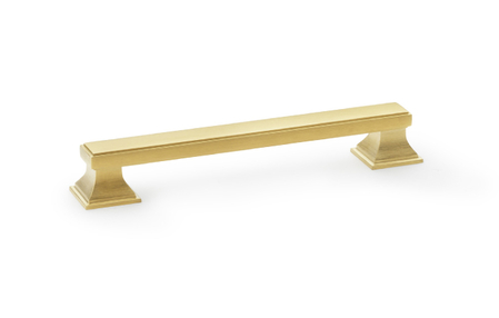 View Alexander & Wilks Jesper Square Cabinet Pull Handle - Satin Brass PVD - Centres 128mm offered by HiF Kitchens