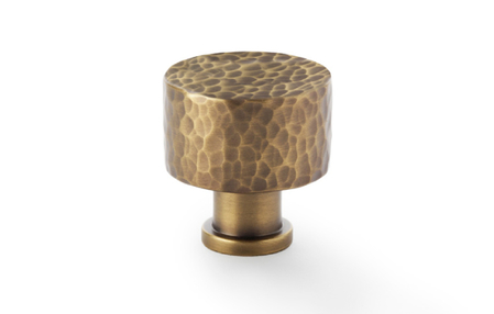 Added Alexander & Wilks Leila - Hammered Cupboard Knob - Antique Brass - 30mm To Basket