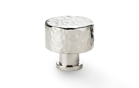 View Alexander & Wilks Leila Hammered Cupboard Knob - Polished Nickel - 30mm offered by HiF Kitchens