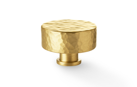 View Alexander & Wilks Leila Hammered Cupboard Knob - Satin Brass - 35mm offered by HiF Kitchens