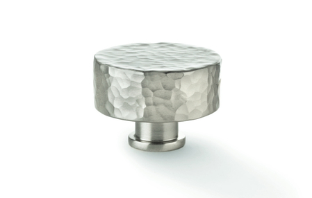 View Alexander & Wilks Leila Hammered Cupboard Knob - Satin Nickel - 35mm offered by HiF Kitchens