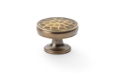 View Alexander & Wilks Lynd Hammered Cupboard Knob - Antique Brass - 32mm offered by HiF Kitchens