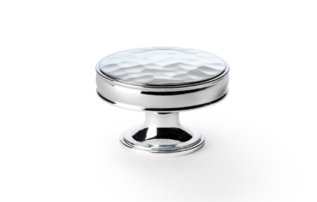 View Alexander & Wilks Lynd Hammered Cupboard Knob - Polished Chrome - 38mm offered by HiF Kitchens