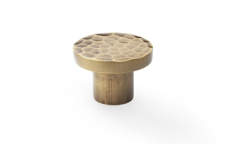View Alexander & Wilks Hanover Hammered Cupboard Knob - Antique Brass - 30mm offered by HiF Kitchens